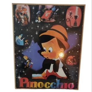 Pinocchio Picture Vintage Wall Plaque Art 8x10 Wood Bright Colorful